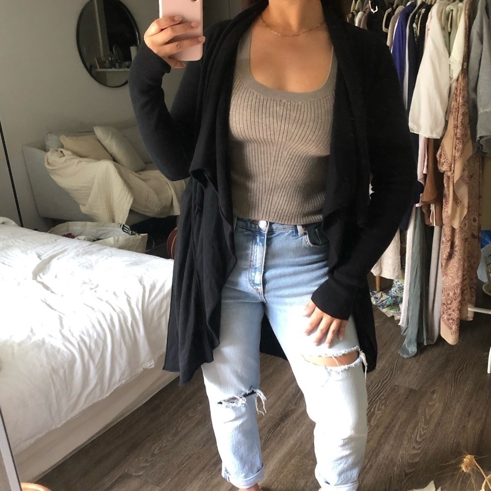 Allsaints Wool Blend Waterfall Cardigan in black Size 6